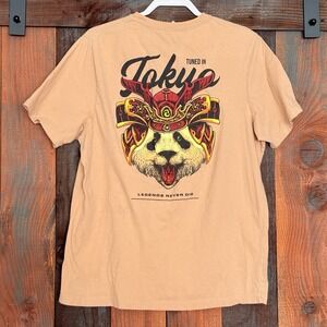 Tuned In Tokyo Panda Graphic T Shirt Mens XL Beige Cotton Short Sleeve